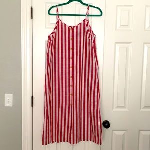 Red Striped Midi Dress